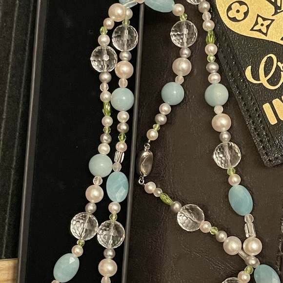 👛 Akoya Cultured Pearl & various stones 33” Necklace - Picture 2 of 16